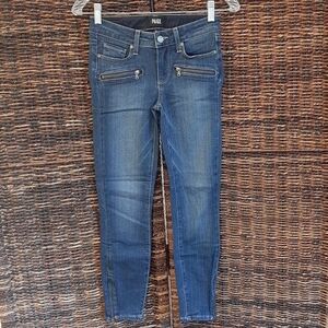 Paige Denim Jane Zip Crop Jeans Zipper Details Women's 24 Dark Wash Moto Boho